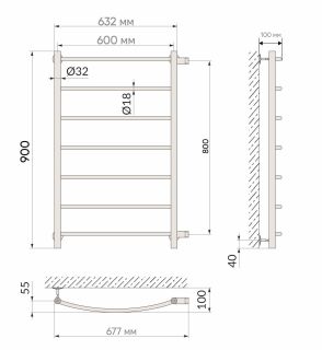 Полотенцесушитель водяной Indigo Arc LASW90-60-б/п-80 90x60 см хром